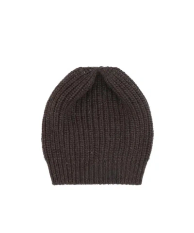 Brunello Cucinelli Ribbed Hat In Brown