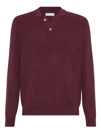 BRUNELLO CUCINELLI RIBBED HENLEY SWEATER