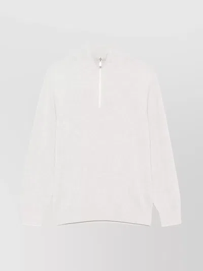 Brunello Cucinelli Ribbed High Neck Cotton Sweater In White