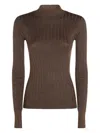 Brunello Cucinelli Ribbed-knit Cashmere And Silk-blend Top In Brown