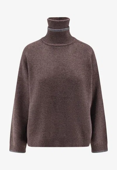 BRUNELLO CUCINELLI RIBBED HIGH-NECK SWEATER