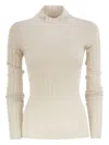 Brunello Cucinelli Ribbed High-neck Sweater In Neutral