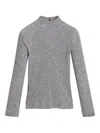Brunello Cucinelli Ribbed High-neck Top In Gray