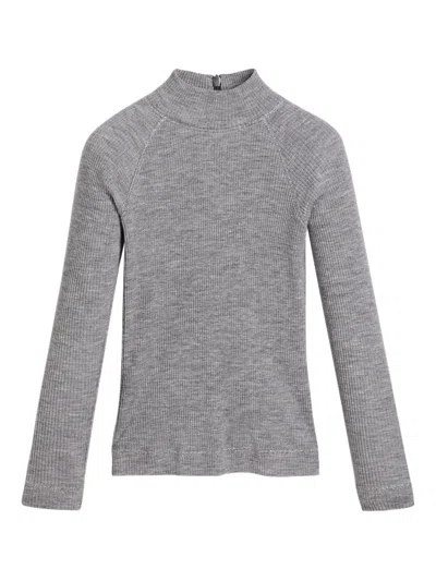 Brunello Cucinelli Kids' Ribbed High-neck Top In Gray