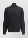 Brunello Cucinelli Ribbed High Neck Wool Cardigan