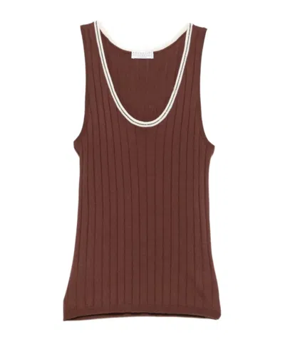 Brunello Cucinelli Ribbed Jersey In Animal Print