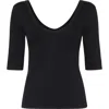 Brunello Cucinelli Ribbed Scoop Neck Short Sleeve Top In Black