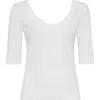 Brunello Cucinelli Ribbed Scoop Neck Stretch Fit T-shirt In White