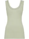 Brunello Cucinelli Ribbed Jersey Tank Top In Green