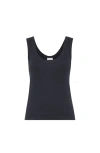 Brunello Cucinelli Ribbed Jersey Top In Blue