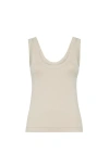 Brunello Cucinelli Ribbed Jersey Top In Beige
