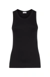 Brunello Cucinelli Black Sleeveless Top With Round Neck And Monil Detail On The Rear In Cotton Stretch Woman In Black