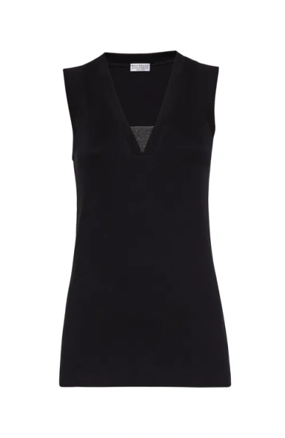 Brunello Cucinelli Monili Chain-embellished Tank Top In Black