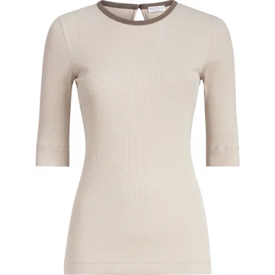 Brunello Cucinelli Ribbed Jersey Top In Multi