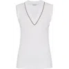 Brunello Cucinelli Ribbed Jersey Top In Off-white