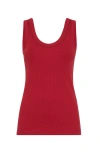 Brunello Cucinelli Ribbed Jersey Top In Red