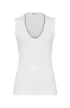 Brunello Cucinelli Monili-trim Scoop-neck Tank Top In White