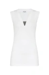 Brunello Cucinelli White Sleeveless Top With Monil Detail