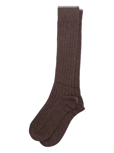 Brunello Cucinelli Ribbed Knee-high Socks In Gray