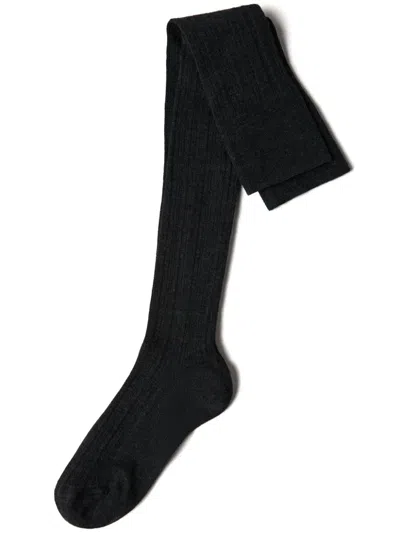 Brunello Cucinelli Ribbed Knee-high Socks In Grey