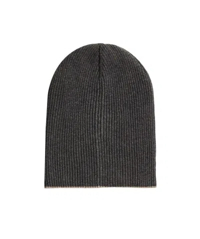 Brunello Cucinelli Ribbed-knit Beanie In Black