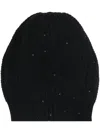 Brunello Cucinelli Cashmere And Silk Diamond Yarn Knit Beanie Accessories In Black