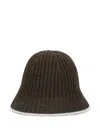 Brunello Cucinelli Brown Hat With Contrasting Hem And Ribbed Knit