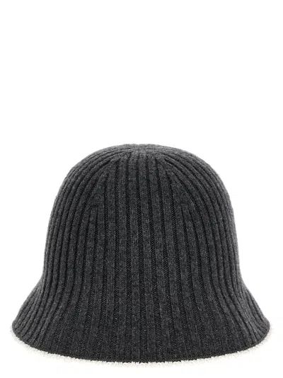 Brunello Cucinelli Ribbed Knit Bucket Hat Hats In Black