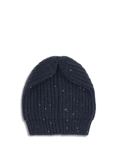 Brunello Cucinelli Ribbed Knit Cap In Black