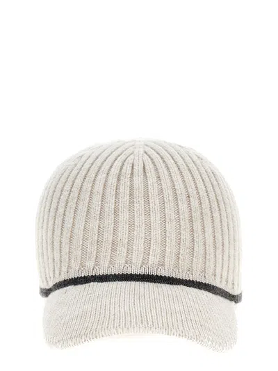 Brunello Cucinelli Ribbed Knit Cap Hats Gray