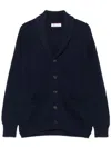 Brunello Cucinelli Shawl-collar Ribbed Cotton Cardigan In Blue
