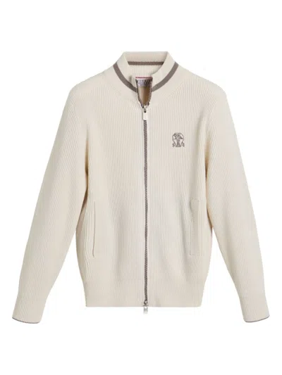 Brunello Cucinelli Kids' Ribbed-knit Cardigan In White