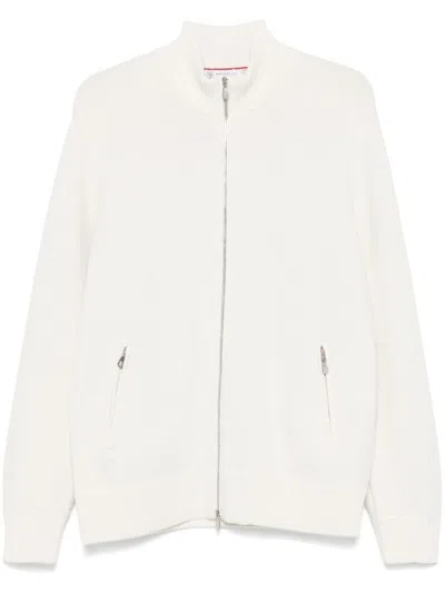 Brunello Cucinelli Ribbed-knit Cardigan In White