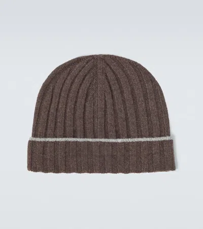 Brunello Cucinelli Ribbed-knit Cashmere Beanie In Brown