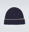 Brunello Cucinelli Ribbed-knit Cashmere Beanie In Blue