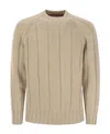 Brunello Cucinelli Men's Flat-ribbed Cashmere Sweater In Nude