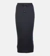 Brunello Cucinelli Ribbed-knit Cashmere Midi Skirt In Blue