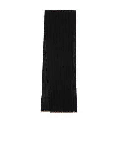 Brunello Cucinelli Ribbed-knit Cashmere Scarf In Black