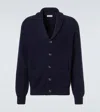 Brunello Cucinelli Shawl-collar Ribbed Cotton Cardigan In Blue