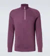 Brunello Cucinelli Ribbed-knit Cotton Half-zip Sweater In Purple
