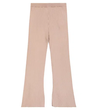 Brunello Cucinelli Kids' Ribbed-knit Cotton Pants In Neutrals