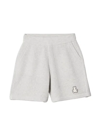 Brunello Cucinelli Babies' Ribbed-knit Cotton Shorts In Grey
