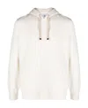 Brunello Cucinelli Ribbed-knit Drawstring Hoodie In White