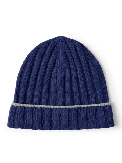 Brunello Cucinelli Ribbed Knit Hat In Blue