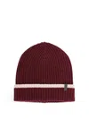 Brunello Cucinelli Cashmere Hat Monili Detail Fold Ribbed Knit In Brown