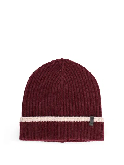 Brunello Cucinelli Ribbed Knit Hat In Brown