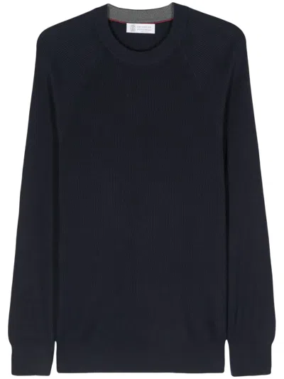 Brunello Cucinelli Ribbed-knit Jumper In Blue