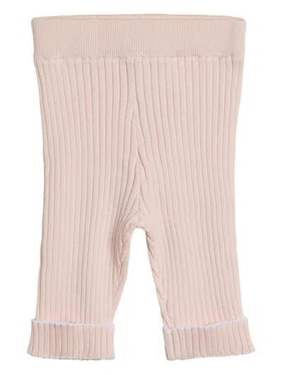 Brunello Cucinelli Babies' Ribbed-knit Leggings In Pink