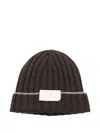 Brunello Cucinelli Ribbed-knit Logo-patch Beanie Hat In Brown