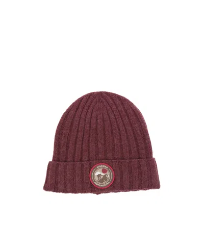Brunello Cucinelli Ribbed-knit Logo-patch Beanie In Pink